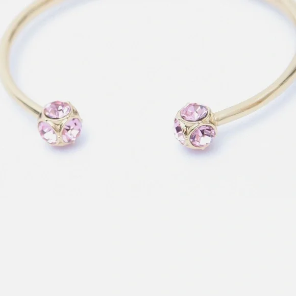 TRADED Kate Spade Lady Marmalade Goldtone Cuff Bracelet Pink Crystal Accents - Picture 5 of 5